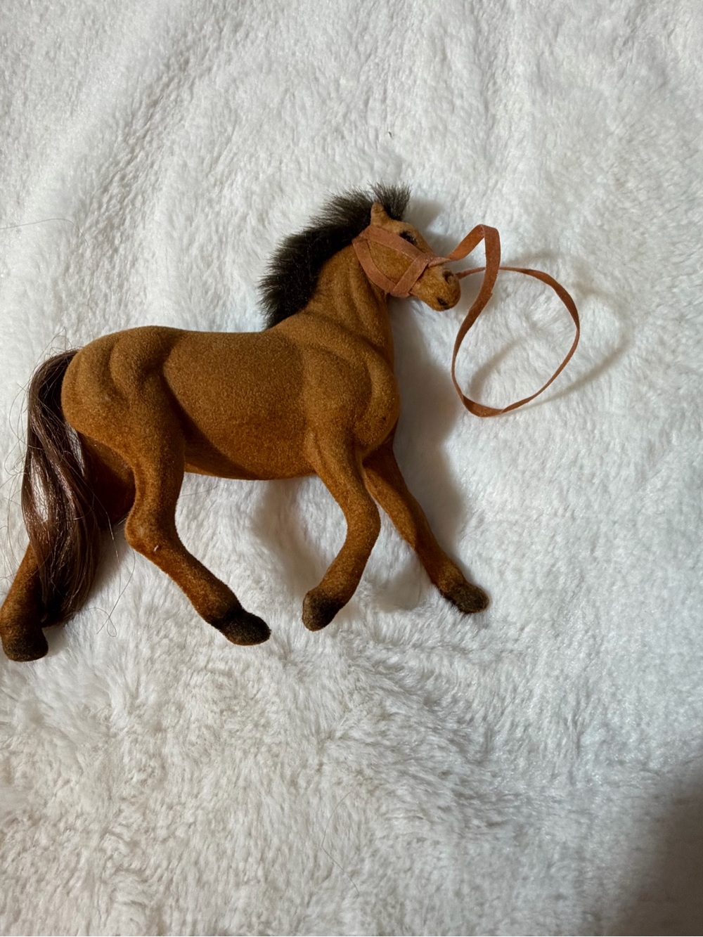 Vintage Brown Plush Horse Toy with Mane - Kids Toy